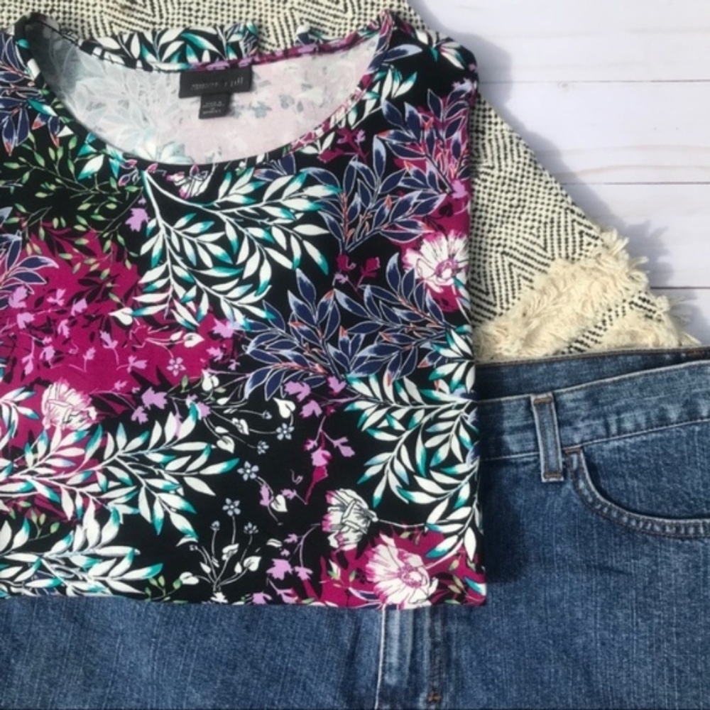 J. Jill Wearever Collection Floral Print Tunic Top